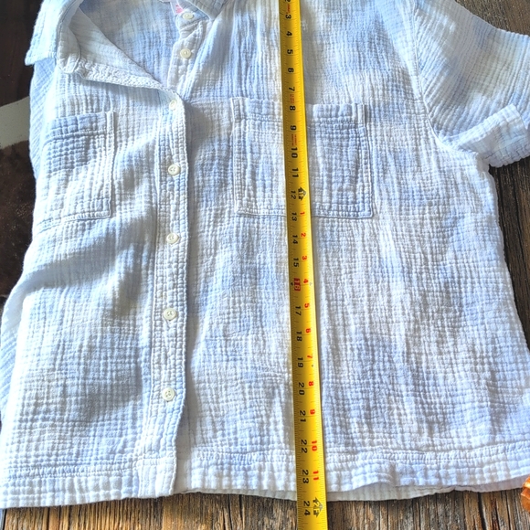 Joe Fresh Cotton Light Blue & White Button Down Boxy Top SZ XL - Picture 12 of 13